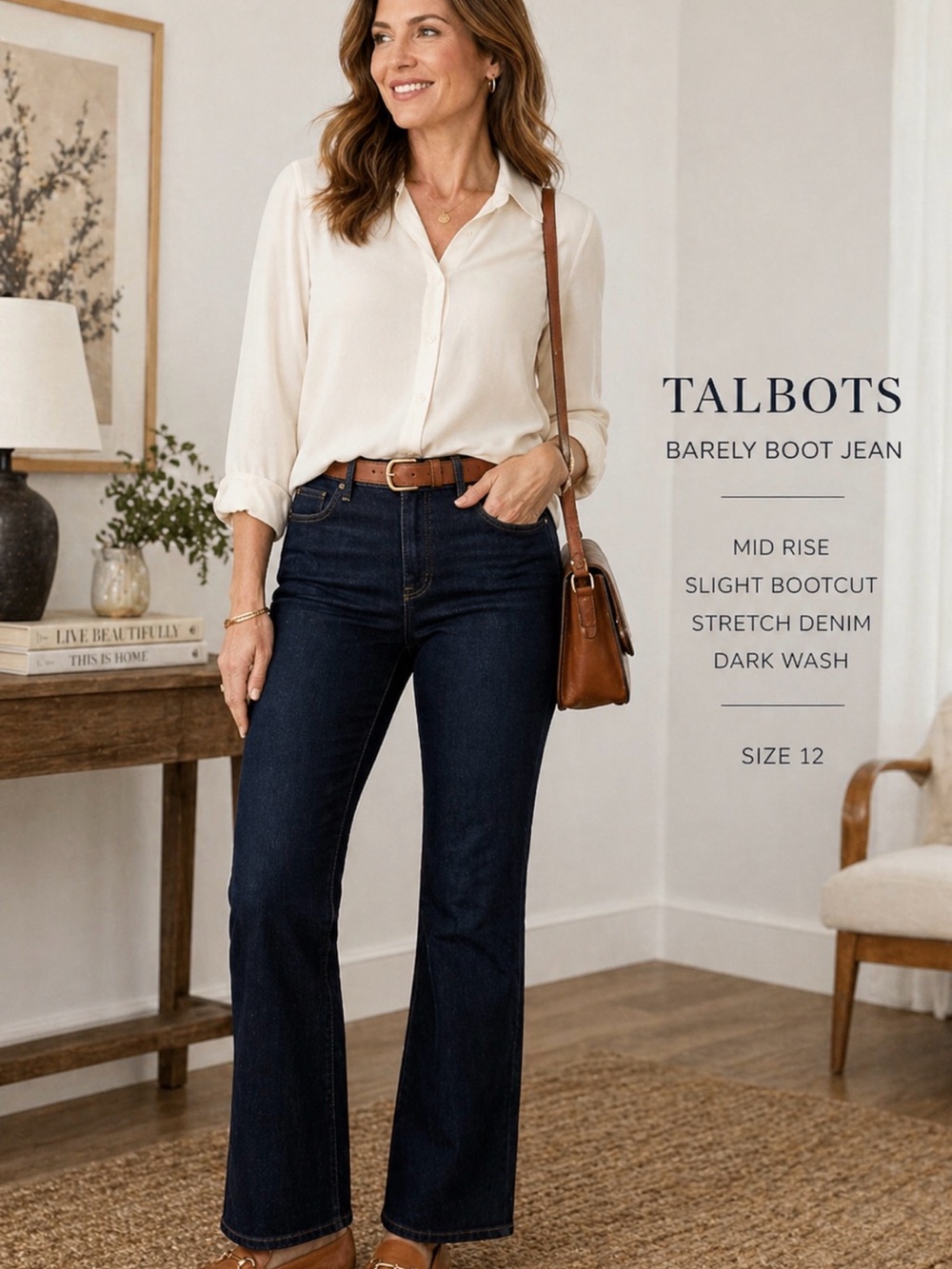 Talbots‎ Barely Boot Jeans Womens 12 Dark Wash Stretch Denim Mid Rise